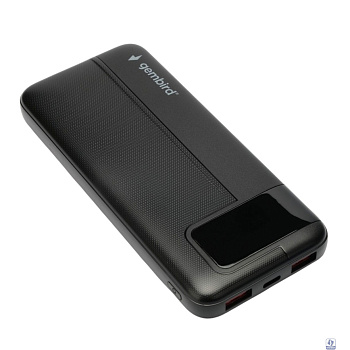 Gembird Портативный аккумулятор, 10000мАч, QC/PD, дисплей, черный (GPB-10Q)