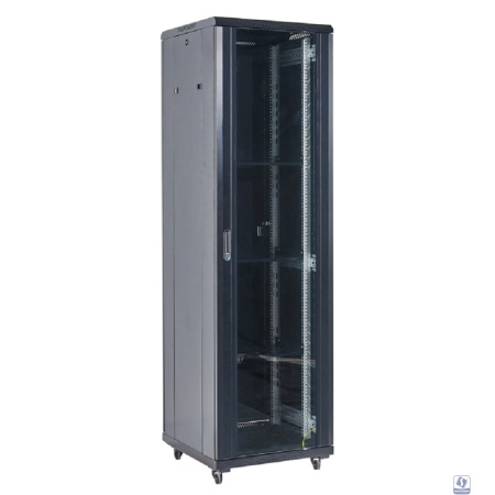 Rexant (04-1866-212) Напольный шкаф 19" 18U 600х600х987 (ШхГхВ), дверь стекло, металлическая задняя дверь, боковые съемные стенки, RAL 9005