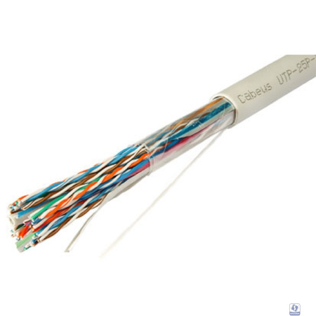 Cabeus UTP-25P-Cat.5-IN Кабель витая пара UTP (U/UTP), категория 5, 25 пар (24 AWG), одножильный (solid), PVC нг(А)-LS