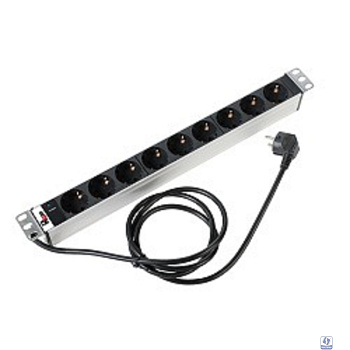 REM Блок розеток Rem-16 с инд., 9 Shuko, 16A, алюм., 19", шнур 3 м. (R-16-9S-I-440-3)