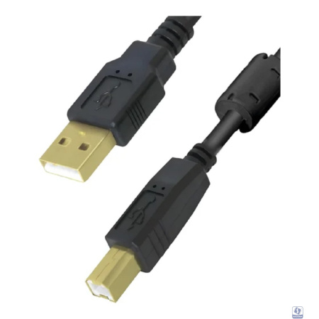 5bites UC5010-018A Проф. Кабель  USB2.0, AM/BM, зол.разъемы, ферр.кольца, 1.8м., черный