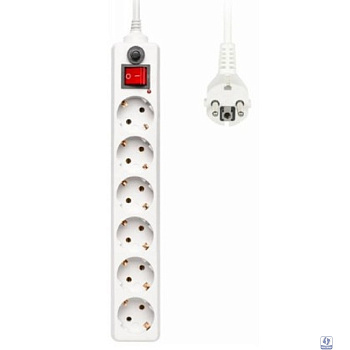BURO Сетевой фильтр, 6 розеток, 1.8 метра, (600SH-1.8-W), белый (коробка) 
