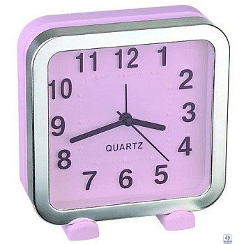 Perfeo Quartz часы-будильник "PF-TC-018", квадратные 13*13 см, красные/сакура