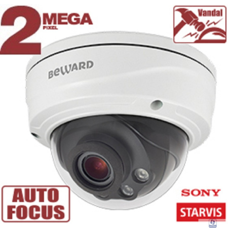 BEWARD SV2010DVZ Купольная IP-камера 2 Мп, 1/2.8'' КМОП Sony Starvis, 2xWDR до 120 дБ, 3 потока H.265/Н.264 HP/MP/BP, MJPEG, 30к/с, 1920x1080, моторизованный объектив 2.8-11мм