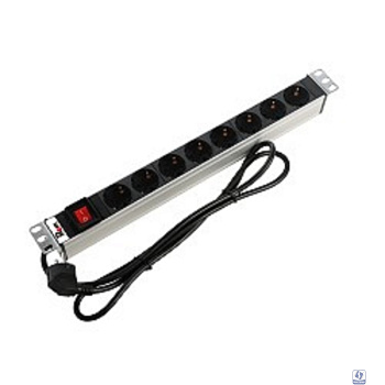 REM Блок розеток Rem-16 с выкл., 8 Schuko, 16A, алюм., 19", шнур 1,8 м. ( R-16-8S-V-440-1.8)