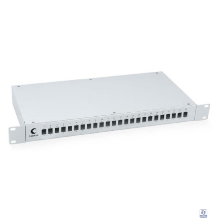 Cabeus FO-19-24SC Кросс бокс оптический 19" на 24 SC (LC duplex) со сплайс-кассетой и КДЗС (без пигтейлов и проходных адаптеров)