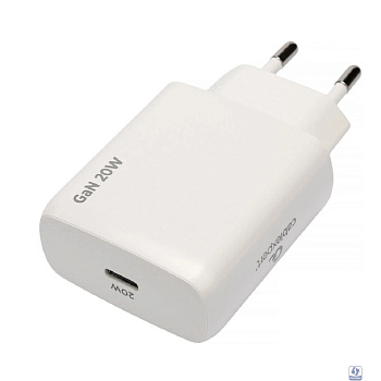 Cablexpert зарядное устройство 20Вт GaN, 3А, QC4.0/PD, 1xType-C, белый, (MP3A-PC-59)