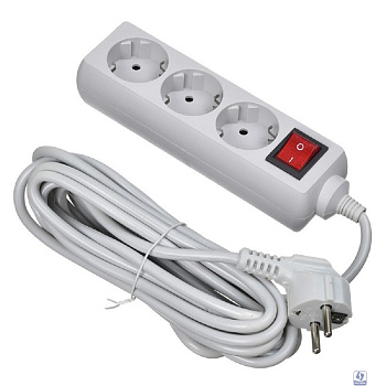 BURO Сетевой фильтр 3 розетки (300SL-5-G), 5м, серый (пакет ПЭ) 