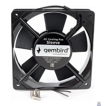 Gembird Вентилятор 120x120x25 AC 220 втулка 2 pin провод 30 см [AC12025S22H]