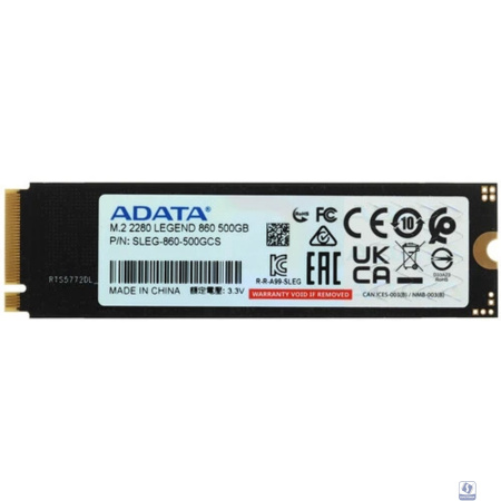 A-DATA SSD 500GB LEGEND 860 SLEG-860-500GCS PCI-E 4.0 x4, up to 5000/3000Mbs, 3D NAND, 160TBW, NVMe 1.4, 22x80mm, радиатор