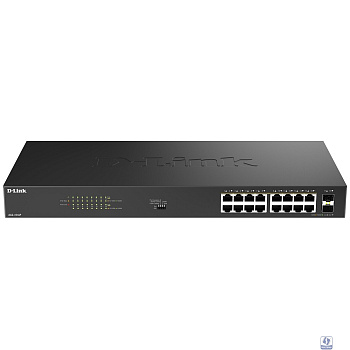 D-Link DGS-1018P/B1A Конфигурируемый коммутатор с 16 портами 10/100/1000Base-T, 2 портами 1000Base-X SFP и DIP-переключателем (16 портов PoE 802.3af/at, PoE-бюджет 240 Вт)