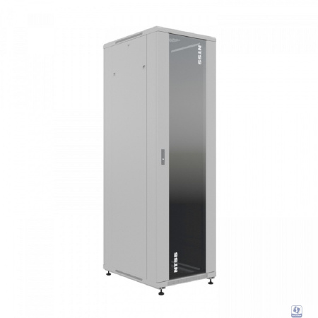 NTSS Шкаф напольный универсальный серверный NTSS R 42U 600х800мм, 4 профиля 19, двери стекло и сплошная металл, боковые стенки съемные, регулируемые опоры, разобранный, серый RAL 7035 NTSS-R42U6080GS-