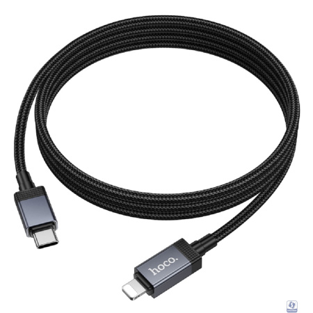 HOCO Кабель USB2.0 Hoco Type-C/Lightning, 2.4А, 27Вт, с дисплеем, X118, 1м, черный, коробка