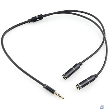 Кабель аудио разветвитель Cablexpert CCAB-02-35MY-0.2MB. 3.5 джек (M)/2х 3.5 джек (F), черный, 0.2м, блистер