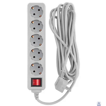 PC PET Сетевой фильтр AP01006-5-GR 5м (5 розеток, EURO, EURO/RUS), серый 