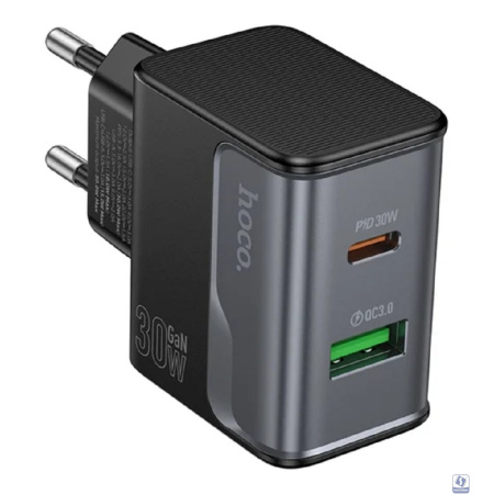 HOCO Зарядное устройство Hoco 30Вт, 3А, QC3.0/PD, 1xUSB, 1xType-C, CS73A, черный, коробка