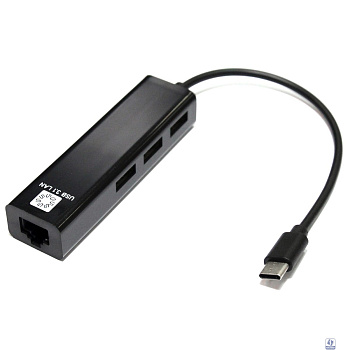 5bites Кабель-адаптер UA3C-45-09BK Type-C / 3*USB2.0 сетевая карта / RJ45 100MB / BLACK