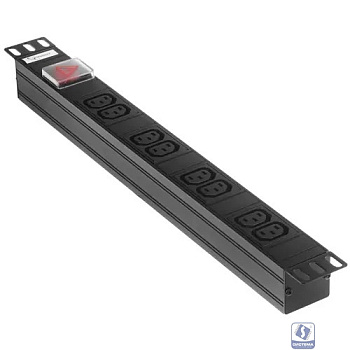 Gembird EHB8-4 Блок 1 вход С14/ 8 выходов C13 с защитой для 19".  16A. 1U