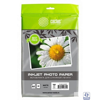 Cactus CS-MA416020ED Фотобумага A4/160г/м2/20л./белый матовое для струйной печати