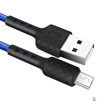 Defender USB кабель F181 Micro, blue, 1м, 2.4А, нейлон, пакет (87115BLU)