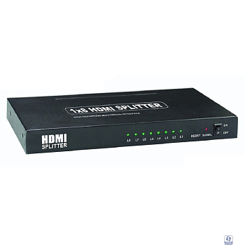 ORIENT HDMI 4K Splitter HSP0108H, 1->8, HDMI 1.4/3D, UHDTV 4K(3840x2160)/HDTV1080p/1080i/720p, HDCP1.2, внешний БП 5В/3A, метал.корпус (29987)