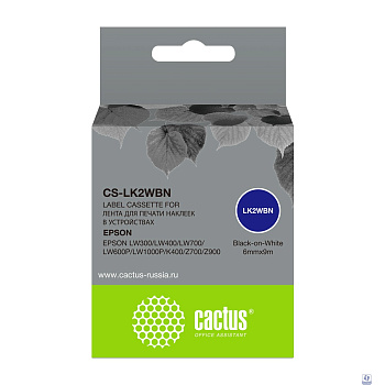 Картридж ленточный Cactus CS-LK2WBN черный для Epson LW300/LW400/LW700/LW600P/LW1000P