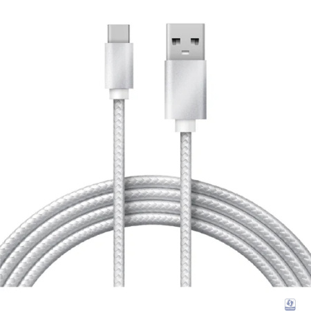 Rexant (18-1884) Кабель USB-A – Type-C, 2,4A, 1м, в серебрянной нейлоновой оплетке 
