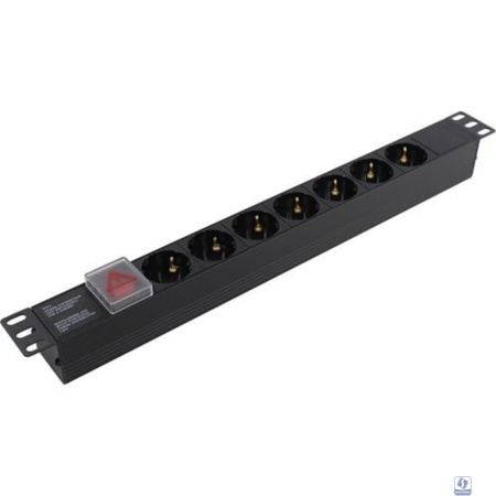 Exegate EX280838RUS Блок розеток ExeGate ServerPro PDU-19H703 Al-7S-C20-SW, 19",1U,алюм, 7 Schuko, С20