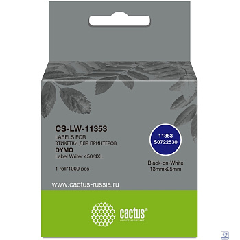Этикетки Cactus CS-LW-11353 сег.:25x13мм черный белый 1000шт/рул Dymo Label Writer 450/4XL