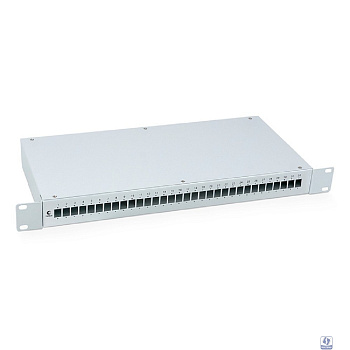 Cabeus FO-19-32SC Кросс бокс оптический 19" на 32 SC (LC duplex) со сплайс-кассетой и КДЗС (без пигтейлов и проходных адаптеров)