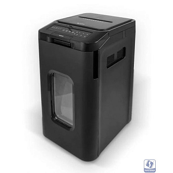 ГЕЛЕОС Уничтожитель документов АП55-4 черный с автоподачей (секр.P-4) фрагменты 400лист. 55лтр. скрепки скобы пл.карты