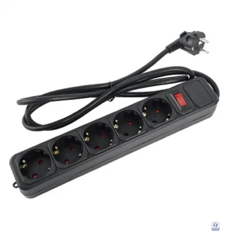 Perfeo сетевой фильтр "REAL  POWER", 3,0м, 5 розеток, 16А, 3500 Вт, тройная защита, черный. [PF_E1501]