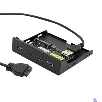 ORIENT C092, Планка портов 3.5" на переднюю панель 2xUSB Type-C + 2xUSB 3.0 (USB3.2 Gen1), 20Pin кабель 50см, металл, oem (31348)