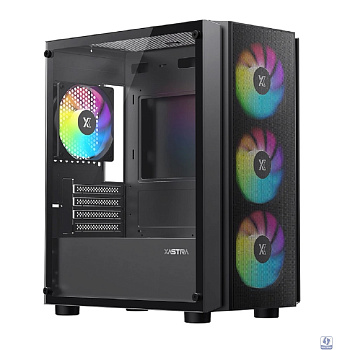 XASTRA Корпус A402M 4FRGB Black mATX/Mesh/full-size TG/4x120mm FRGB fans/ A402M-4FC12F-BK
