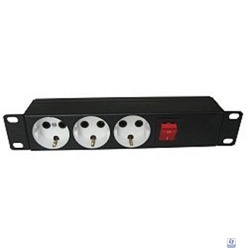 ЦМО Блок силовых розеток 10" без шнура с выключателем, 3 розетки (БР-10-003)(БР-3П-10-9005)