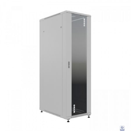 NTSS Шкаф напольный универсальный серверный NTSS R 42U 800х800мм, 4 профиля 19, двери стекло и сплошная металл, боковые стенки съемные, регулируемые опоры, разобранный, серый RAL 7035 NTSS-R42U8080GS-