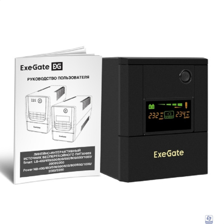 Exegate EX299823RUS ИБП ExeGate Smart LB-2000.LCD.AVR.8C13 (2000VA/1200W, цветной LCD, AVR, 8*C13, батарея 12V 9Ah - 2 шт., металлический корпус, Black)