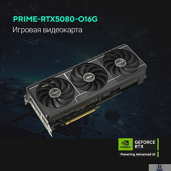 Видеокарта ASUS GeForce RTX5080 PRIME OC Edition 16Gb DDR7 256 bit 3*DP/HDMI 3FAN (PRIME-RTX5080-O16G) RTL