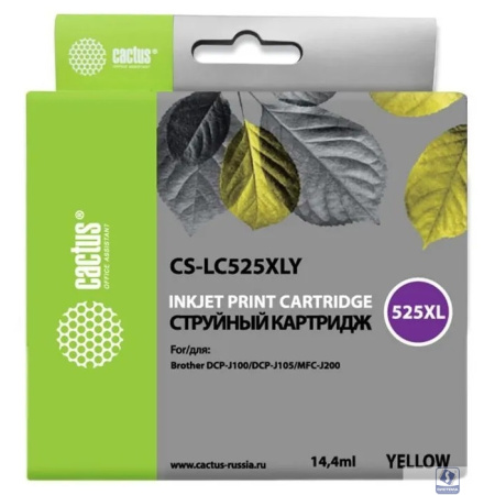 Cactus LC-525XLY Картридж струйный Cactus CS-LC525XLY желтый для Brother DCP-J100/J105/J200 (16.6мл)