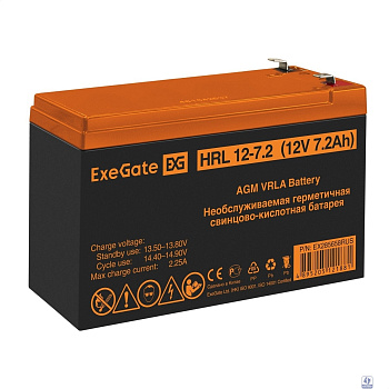 Exegate EX285658RUS Аккумуляторная батарея HRL 12-7.2 (12V 7.2Ah, 1227W, клеммы F2)