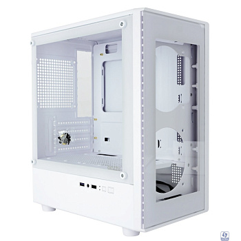 Корпус Ginzzu CL412 mATX передняя панель Стекло белый