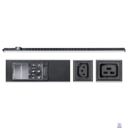 Cabeus PDU-32-10C19-20C13-B-T Блок розеток для 19" шкафов, вертикальный, 10 розеток IEC 320 C19, 20 розеток IEC 320 C13, 32А, автомат защиты, алюминиевый корпус, клеммная колодка