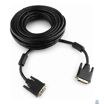 Кабель DVI-D dual link Gembird, 10м, 25M/25M, экран, феррит.кольца, пакет, черный [CC-DVI2-BK-10M]