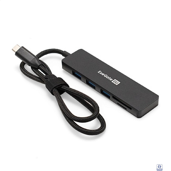 Exegate EX297632RUS Док-станция 4-в-1 ExeGate DUB-2213C/CR (кабель-адаптер USB Type-C --> 2xUSB2.0+ 1xUSB3.0+Card Reader, Plug&Play, черный)
