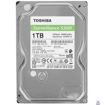 HDD 1Tb TOSHIBA S300 Surveillance 5400rpm 64Mb SATA3 3,5" HDWV110UZSVA"