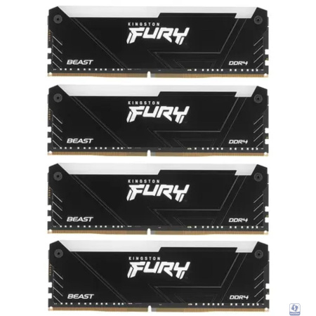 Kingston DDR4 DIMM 32Gb 4x8GB 3200MHz KF432C16BB2AK4/32 Fury Beast RGB RTL Gaming PC4-25600 CL16 288-pin 1.35В dual rank с радиатором Ret