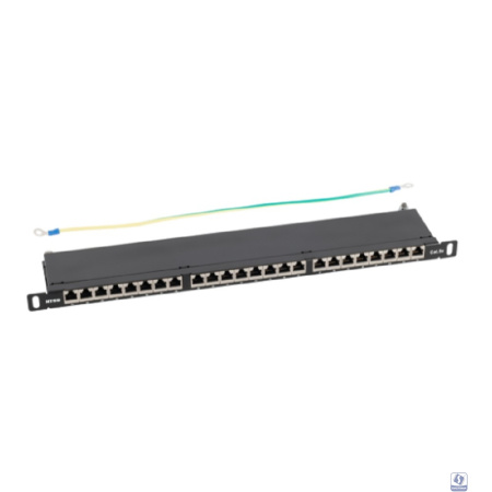 NTSS Патч-панель NTSS PREMIUM 0.5U 24 порта RJ45 FTP cat.5e, Krone IDC с задним кабельным органайзером NTSS-PP2-PM-0.5U-24-FTP-RJ45-5e-K