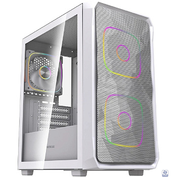 Powercase Корпус Mistral SM06 ARGB, Tempered Glass, 3x120mm ARGB PWM fans, белый, mATX  (CMMSM06W-A3)