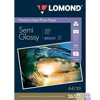 LOMOND 1106301 Фотобумага Двухсторонняя Светлая Полуглянцевая, A4/265/20.