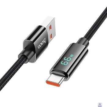 HOCO Кабель USB2.0 Hoco AM/Type-C, 5А, 66Вт, с дисплеем, U125, 1.2м, черный, коробка